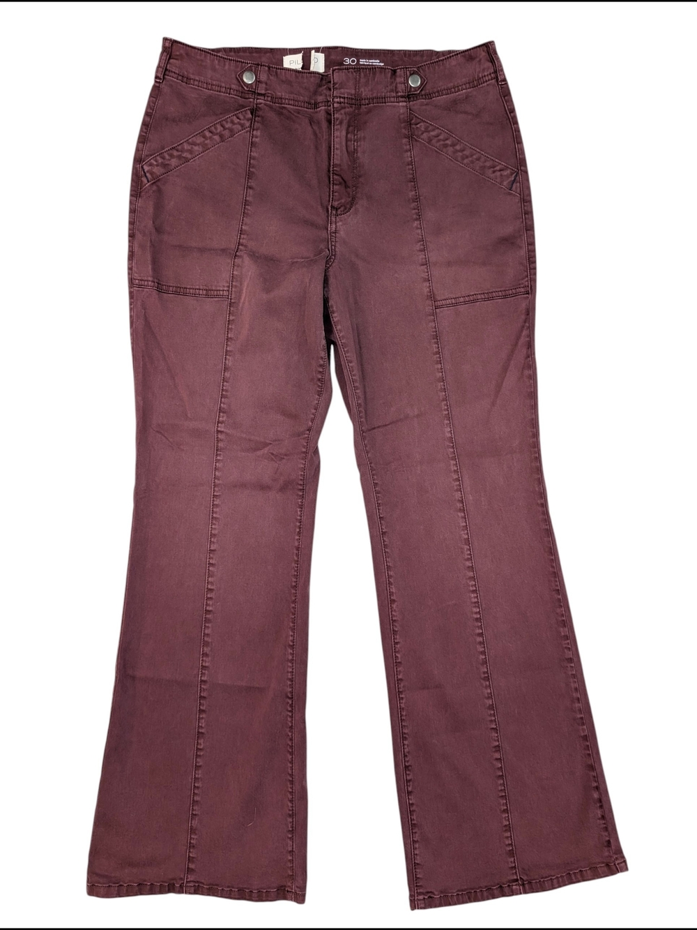 Pilcro Womens 30 Plum Demilune Boot Cut Pant Utility Flare Pockets Anthropologie